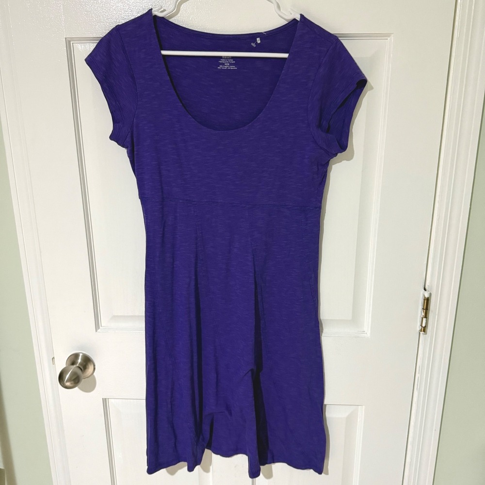 Toad&Co Womens Small Purple Organic Cotton Tencel Scoop Neck Empire Waist Dress
